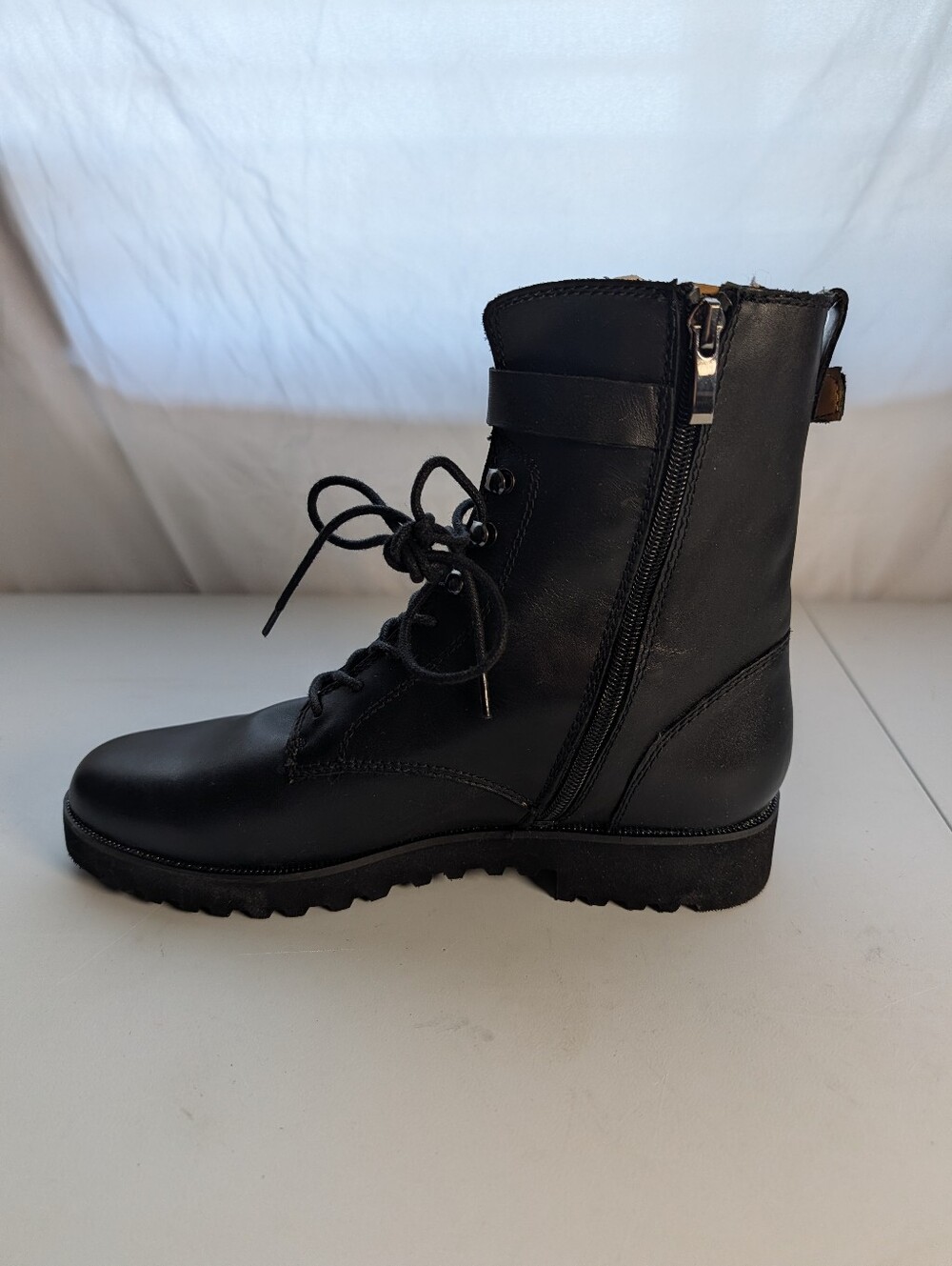 Franco Sarto Combat Boots Women Size 9.5 Canon Black Biker Punk NEW W/ Box - Picture 5 of 7